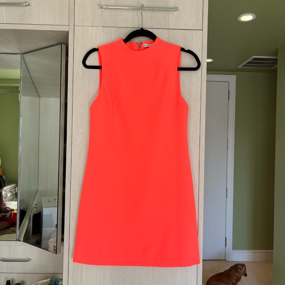 Alice + Olivia Bright Coral Sleeveless Mini Dress
